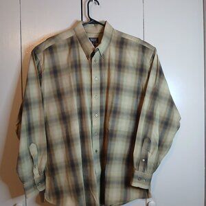 Kenneth Gordon Sport Collection XXL Brown Plaid Long Sleeve Shirt (0756G3)